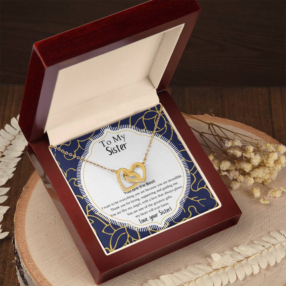 To My Sister Interlocking Hearts Necklace