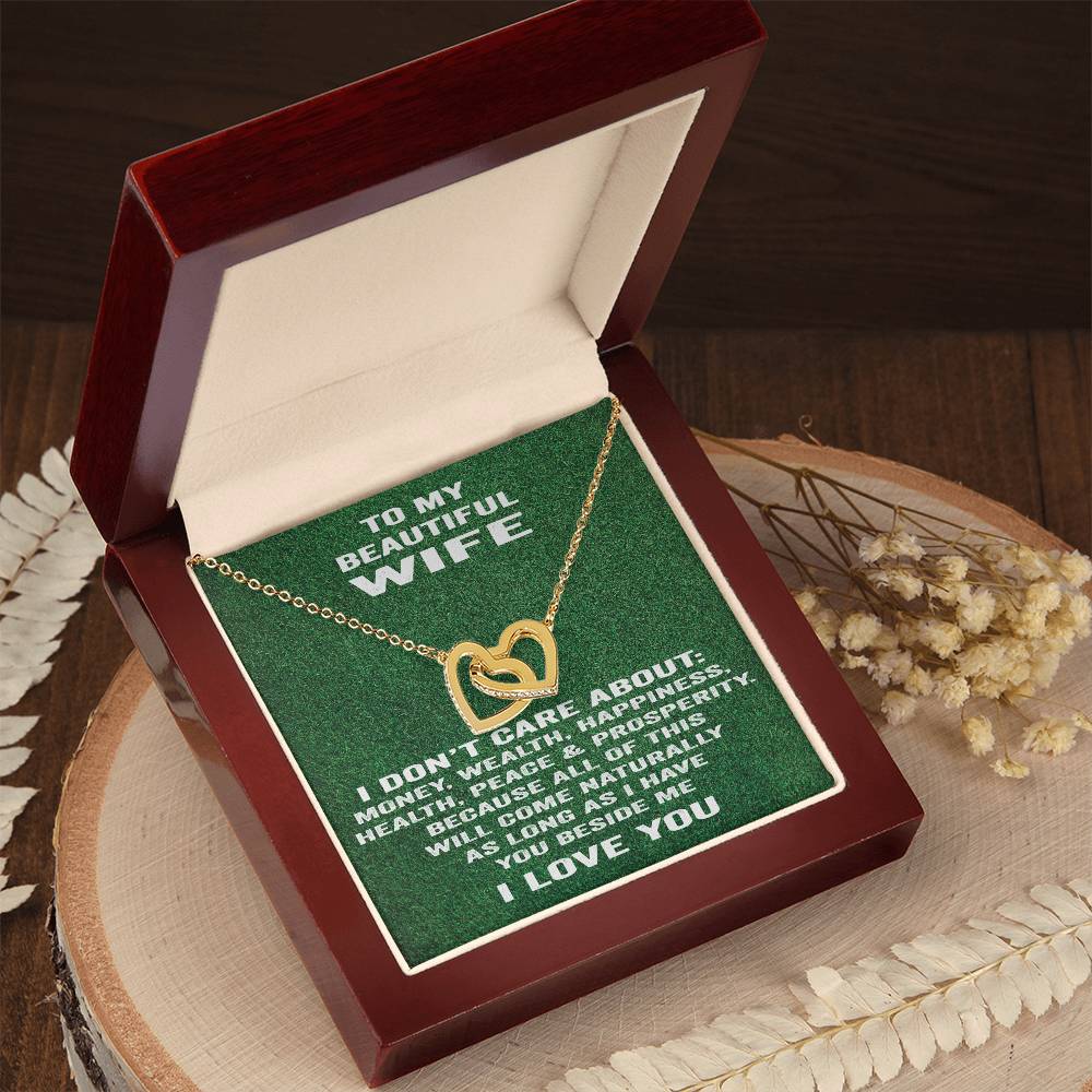 To My Beautiful Wife Necklace I Don'T Care About Bla Bla Bla. Interlocking Hearts Necklace