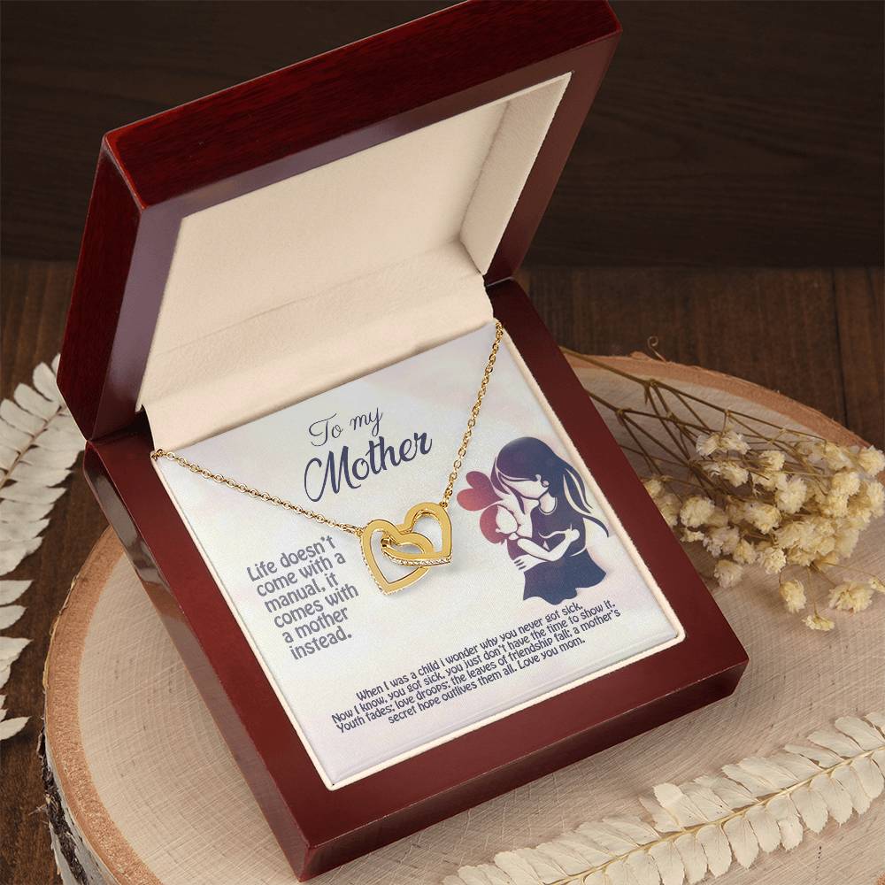 Life Doesn'T Come With A Manual It Comes With A Mother Interlocking Hearts Necklace