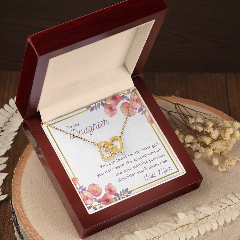 To My Daughter - You Are Loved Interlocking Hearts Necklace
