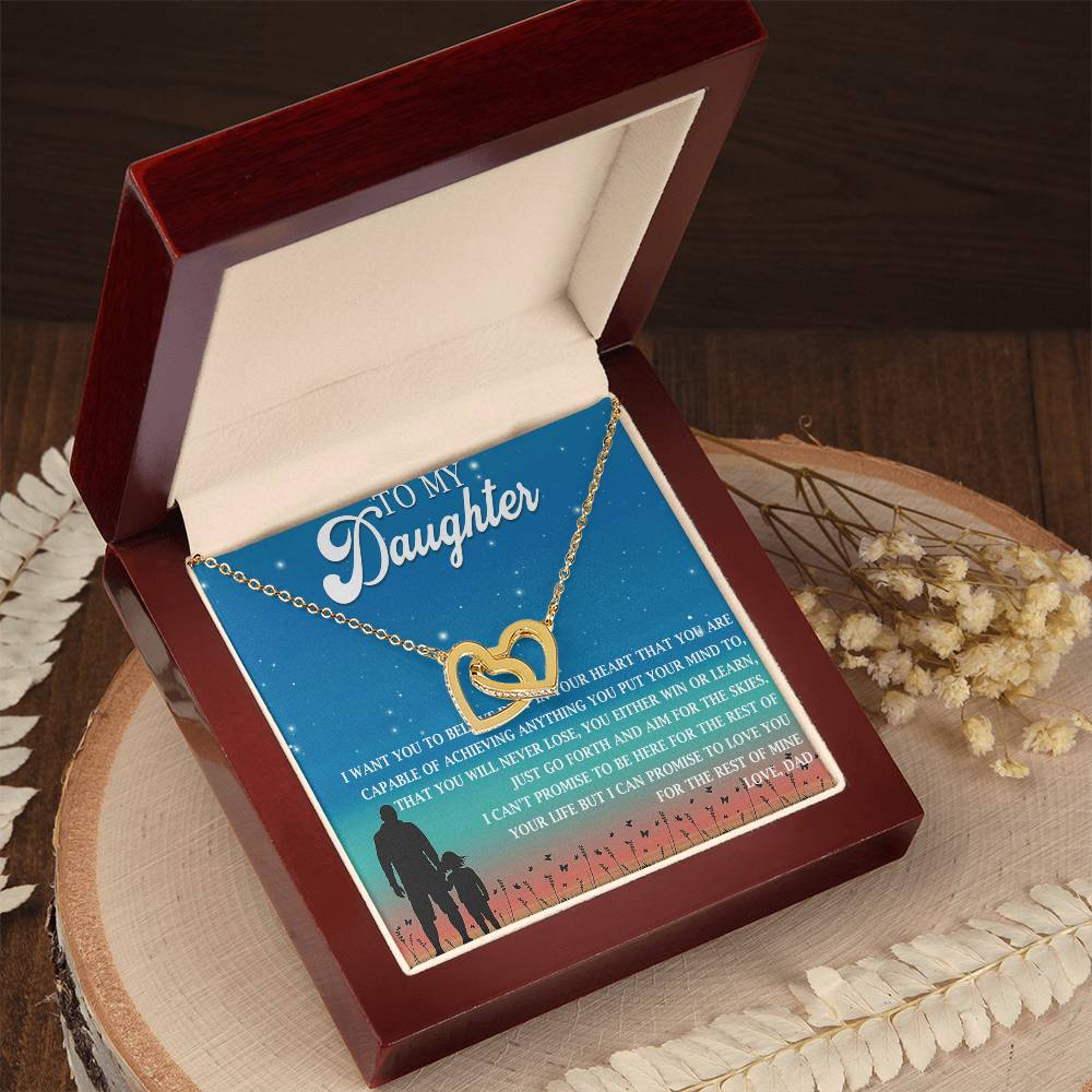To My Daughter Interlocking Hearts Necklace Message Card