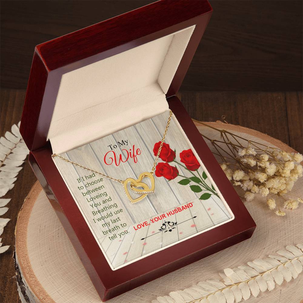 To My Wife Interlocked Beautiful Necklace Gift For Wife Love Your Husband. Interlocking Hearts Necklace