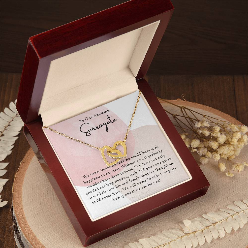 Surrogate Appreciation Gift Surrogate Gift Surrogate Gift With Message Card Surrogate Transfer Day Thank You Gift Interlocking Hearts Necklace