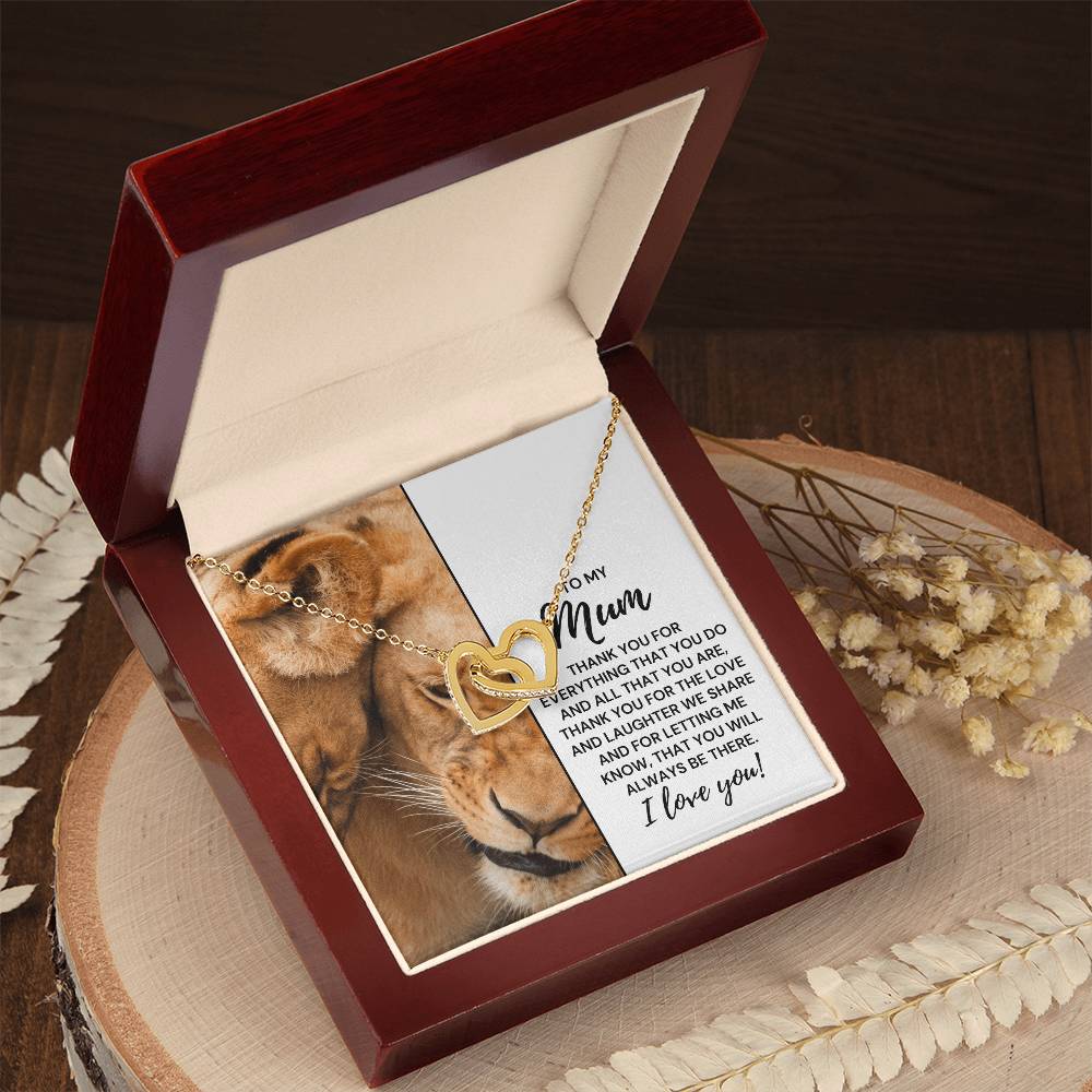 To My Mum - Thank You For Everything That You Do - Necklace Interlocking Hearts Necklace