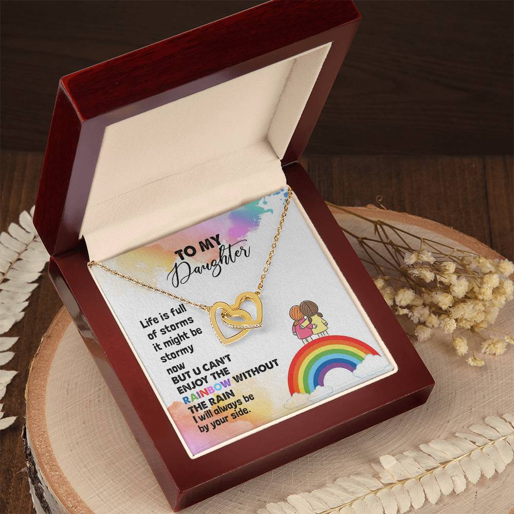 To My Daughter Necklace From Mother Life Is Full Of Storm Interlocking Hearts Necklace