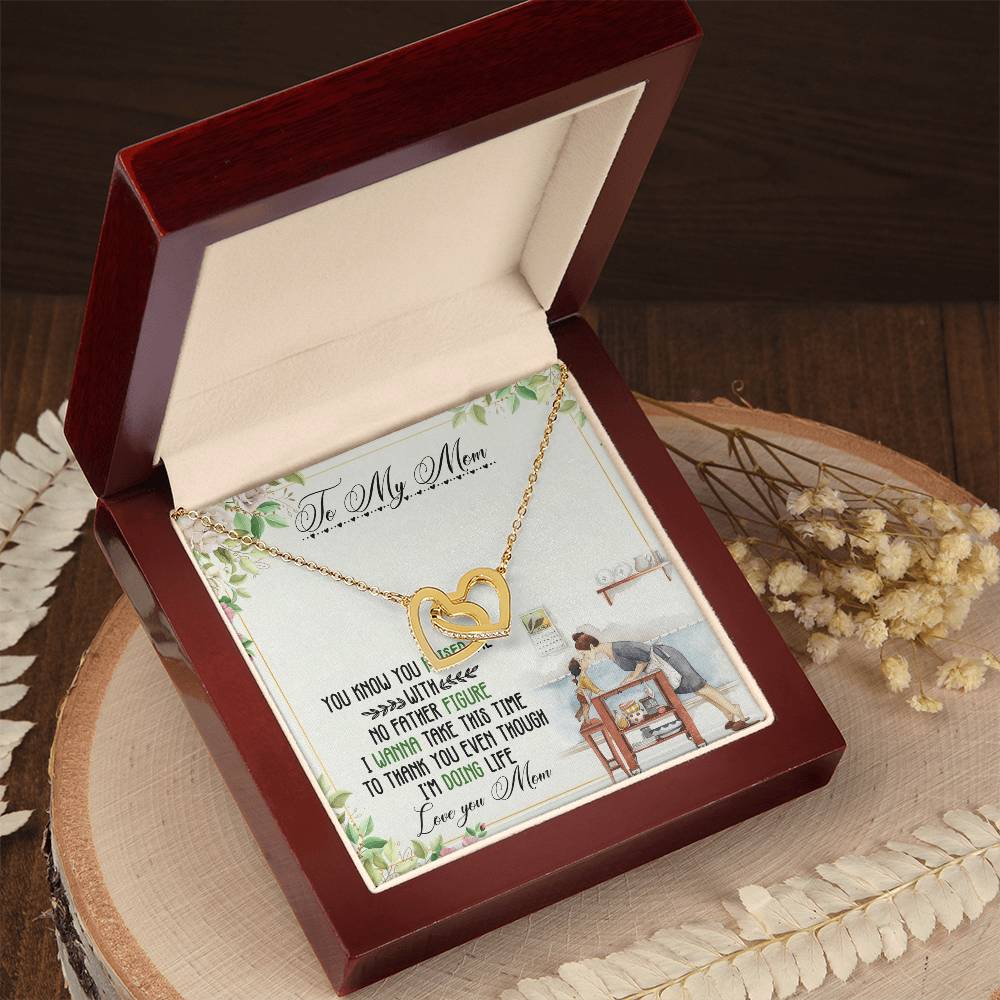 To My Mom Interlocking Hearts Necklace Message Card