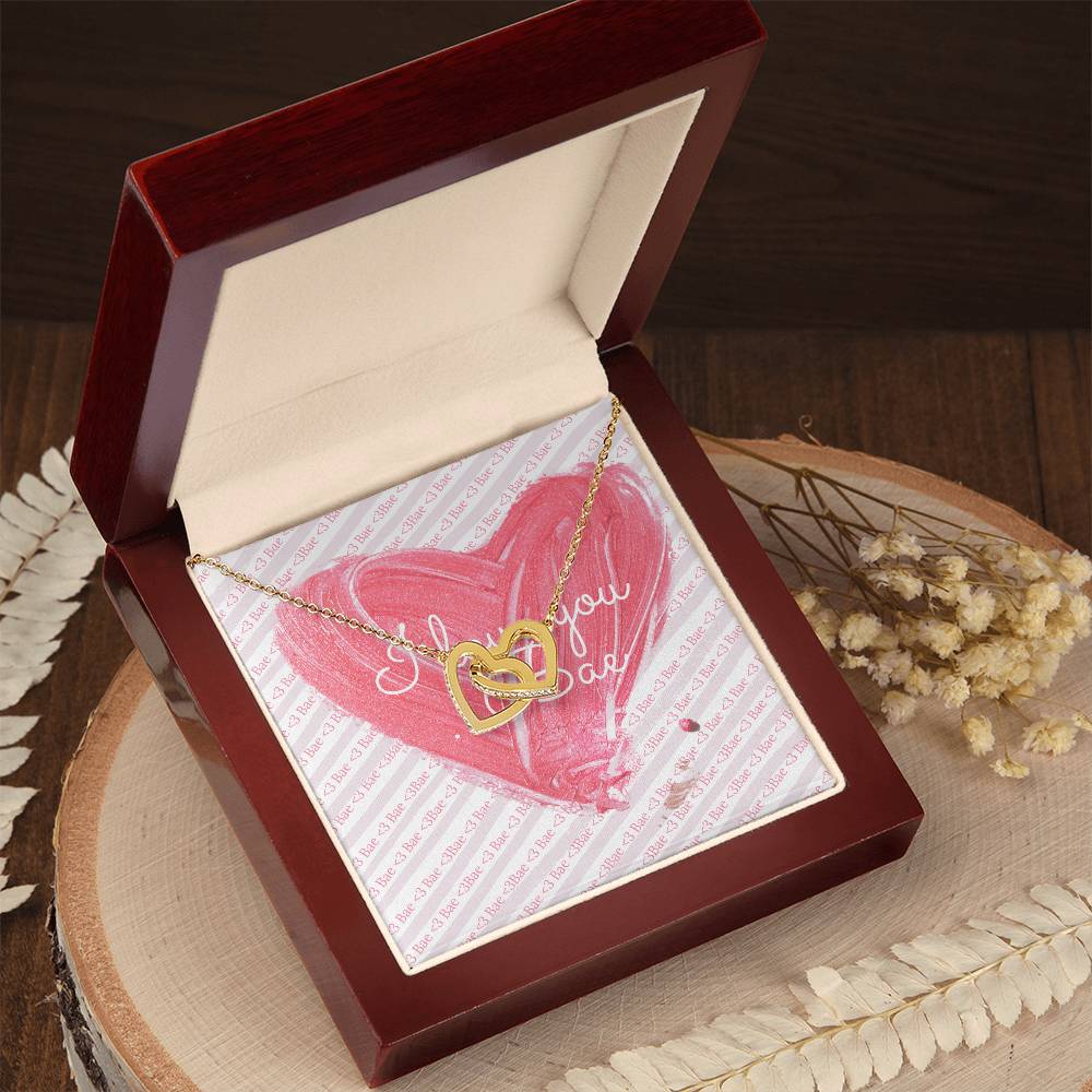 I Love You. Bae Cubic Zirconia Necklace Interlocking Hearts Necklace
