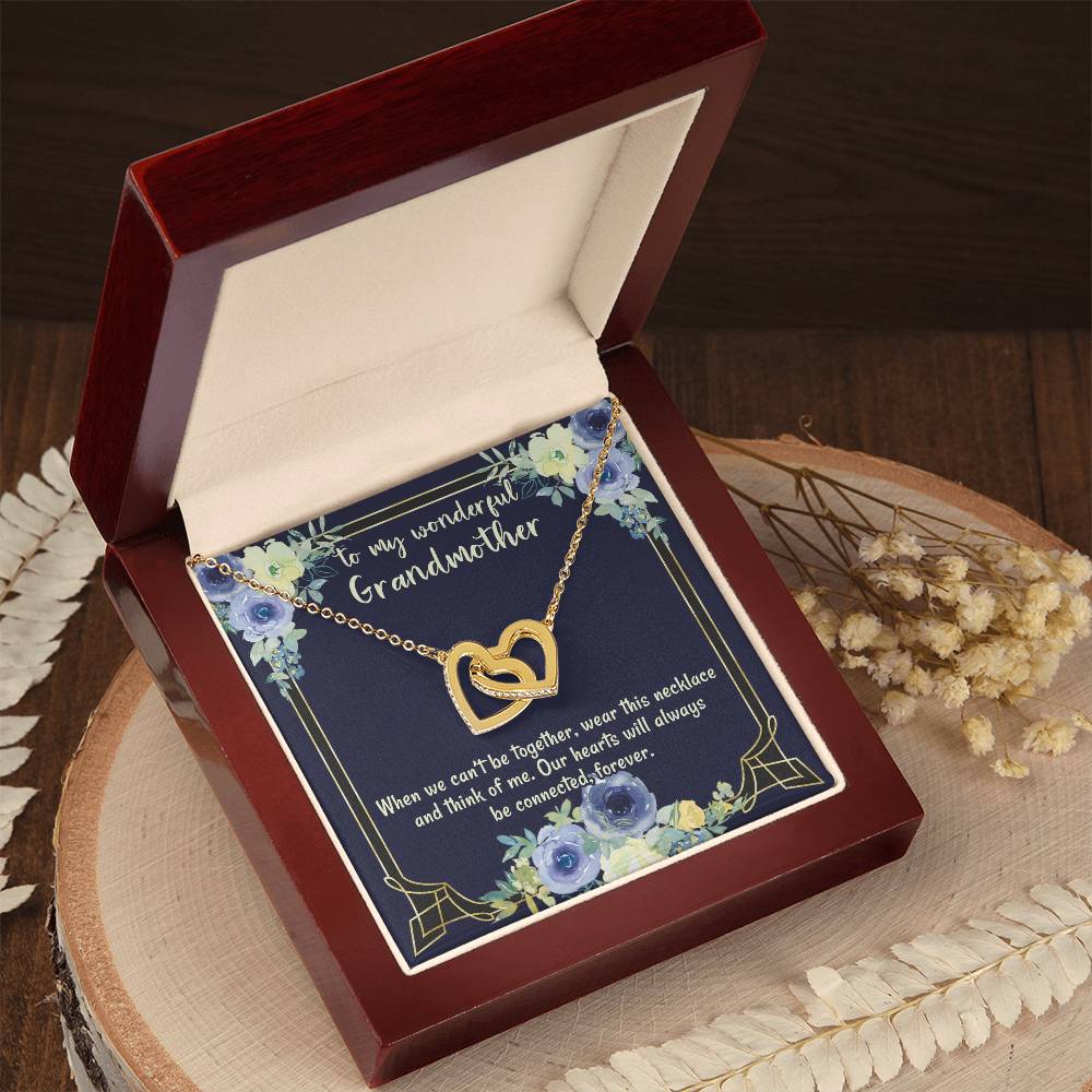 To My Wonderful Grandmother Our Hearts Will Always Be Connected Necklace For Grandmother Gift From Granddaughter Gift From Grandson Interlocking Hearts Necklace