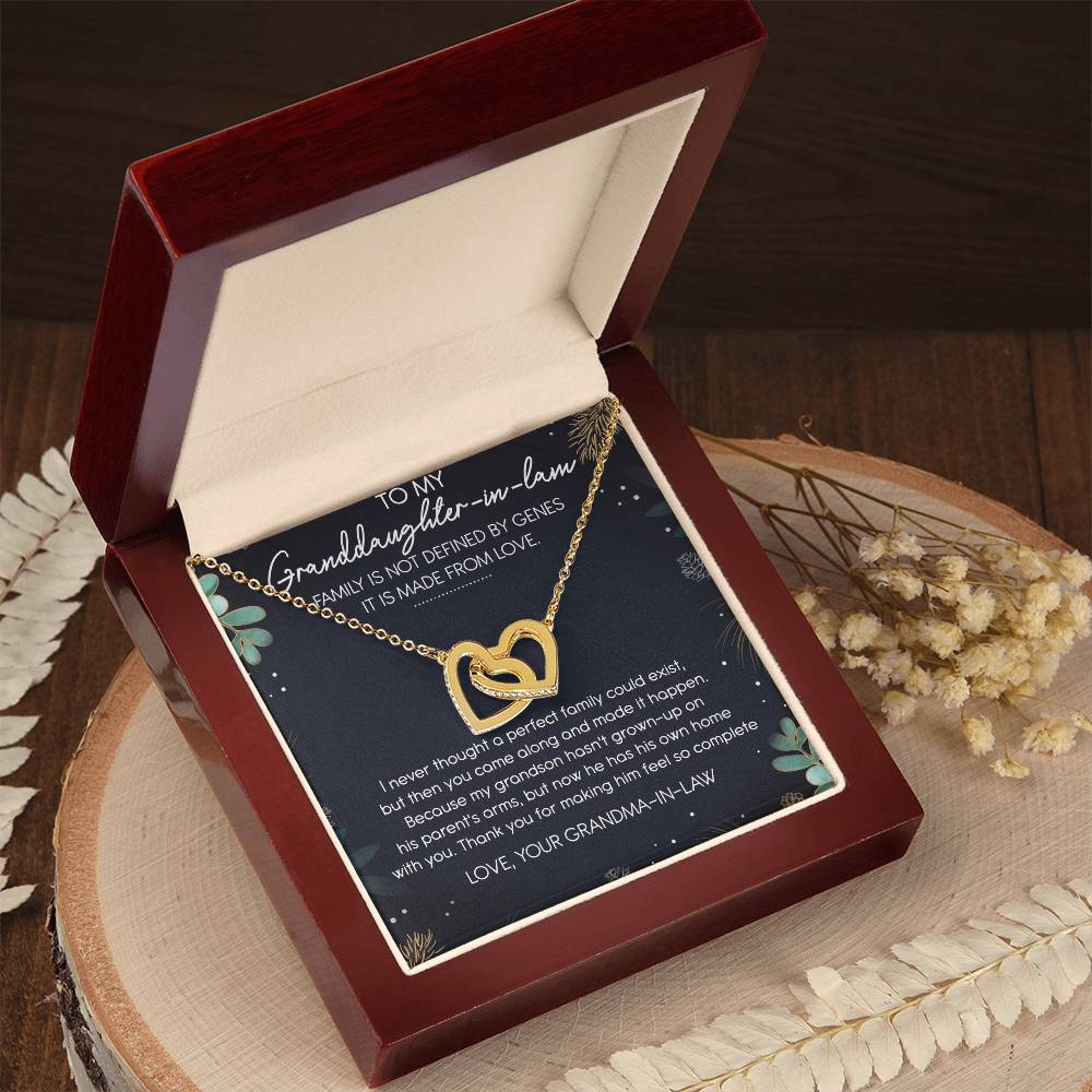 To My Granddaughter-In-Law Interlocking Hearts Necklace Message Card