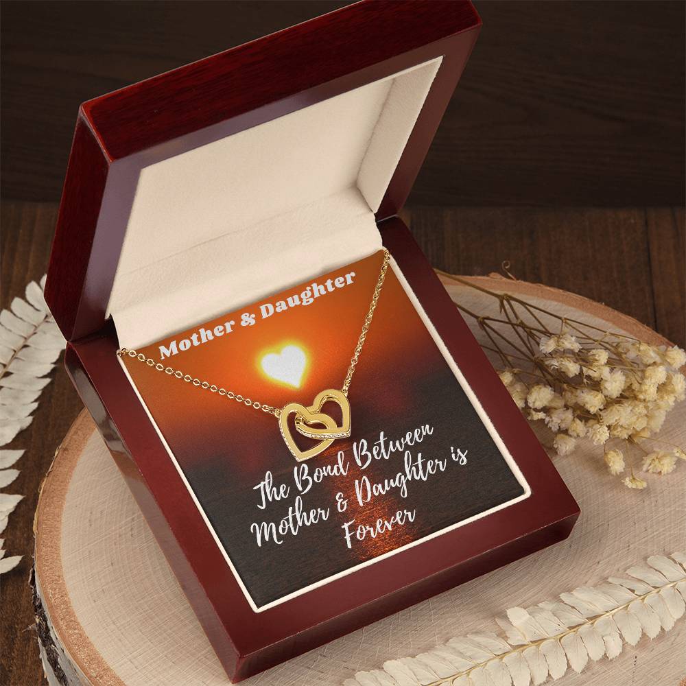 Mother & Daughter Necklace - The Bond Is Forever Interlocking Hearts Necklace