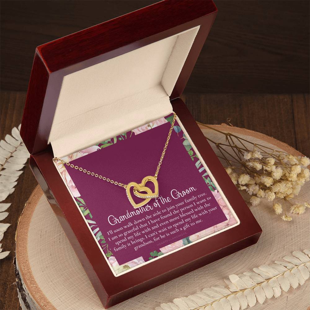 Grandmother Of The Groom Gift Necklace Grandma Wedding Gift Nana Bridal Shower Rehearsal Dinner Thank You Gift Interlocking Hearts Necklace