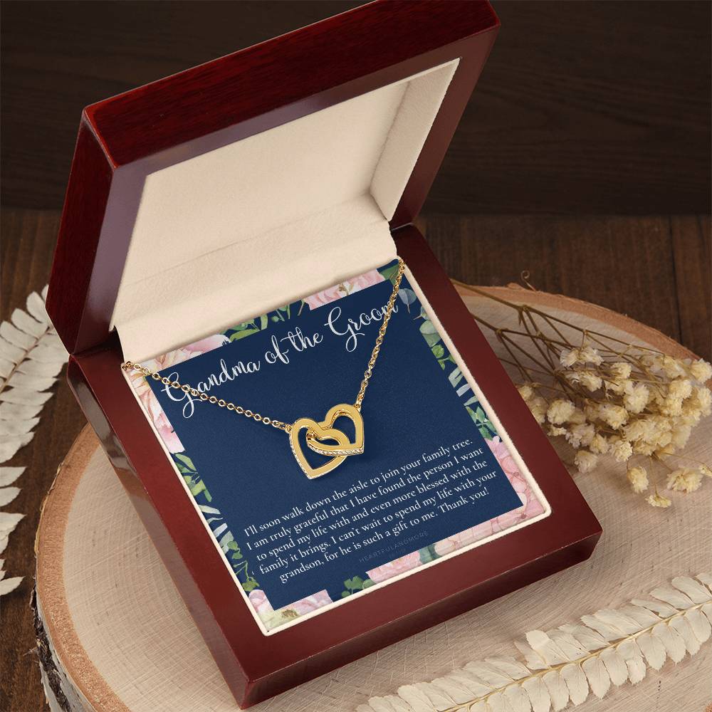 Grandmother Of The Groom Gift Necklace Grandma Wedding Gift Nana Bridal Shower Rehearsal Dinner Thank You Gift Interlocking Hearts Necklace
