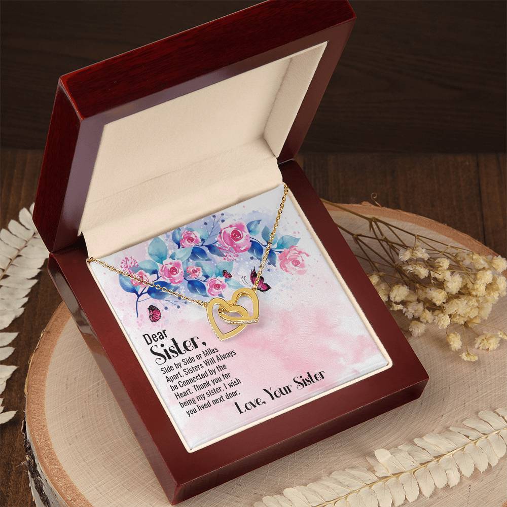 Beautiful Gift For Big Sister Two Hearts Embellished Jewelry Interlocking Hearts Necklace