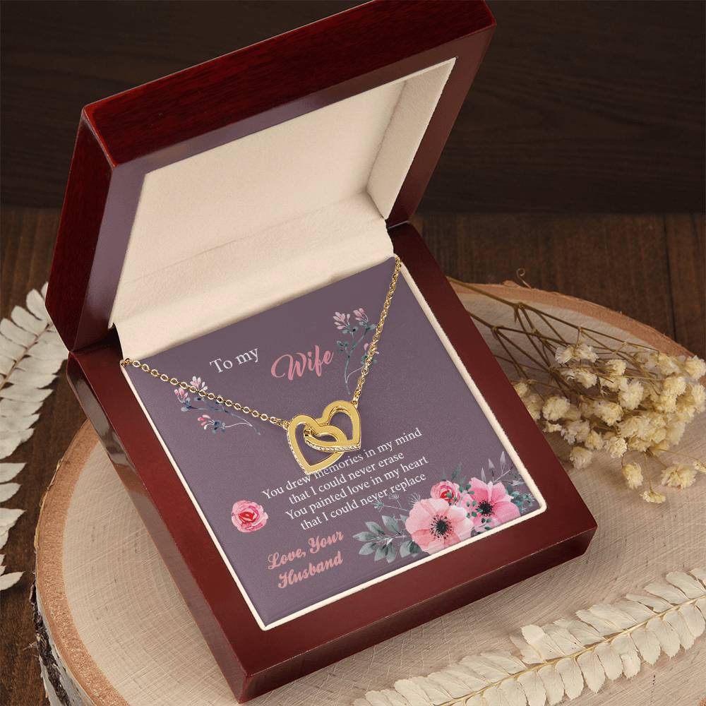 To My Wife - Memories Paint Heart - Necklace Interlocking Hearts Necklace