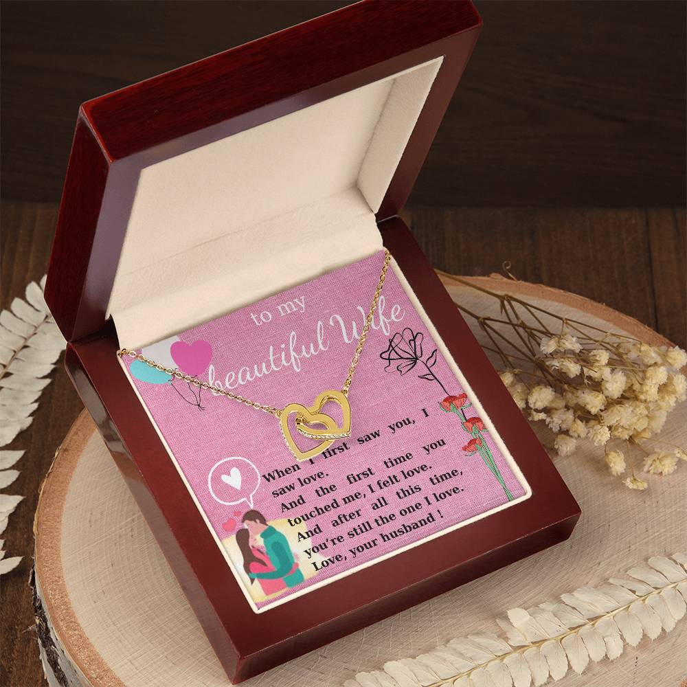 Gift To My Wife Interlocking Hearts Necklace