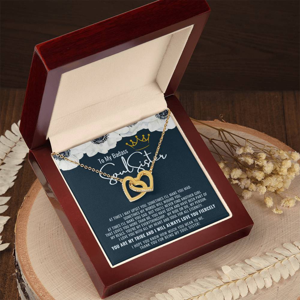 To My Badass Soul Sister Necklace Soul Sister Necklace Remember Whose Bestie You Are And Straighten Your Crown Interlocking Hearts Necklace