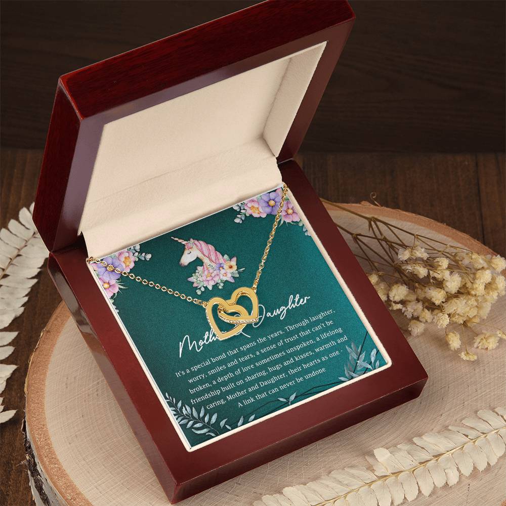 Mother And Daughter Their Hearts As One Interlocking Hearts Necklace Mother'S Day Message Card