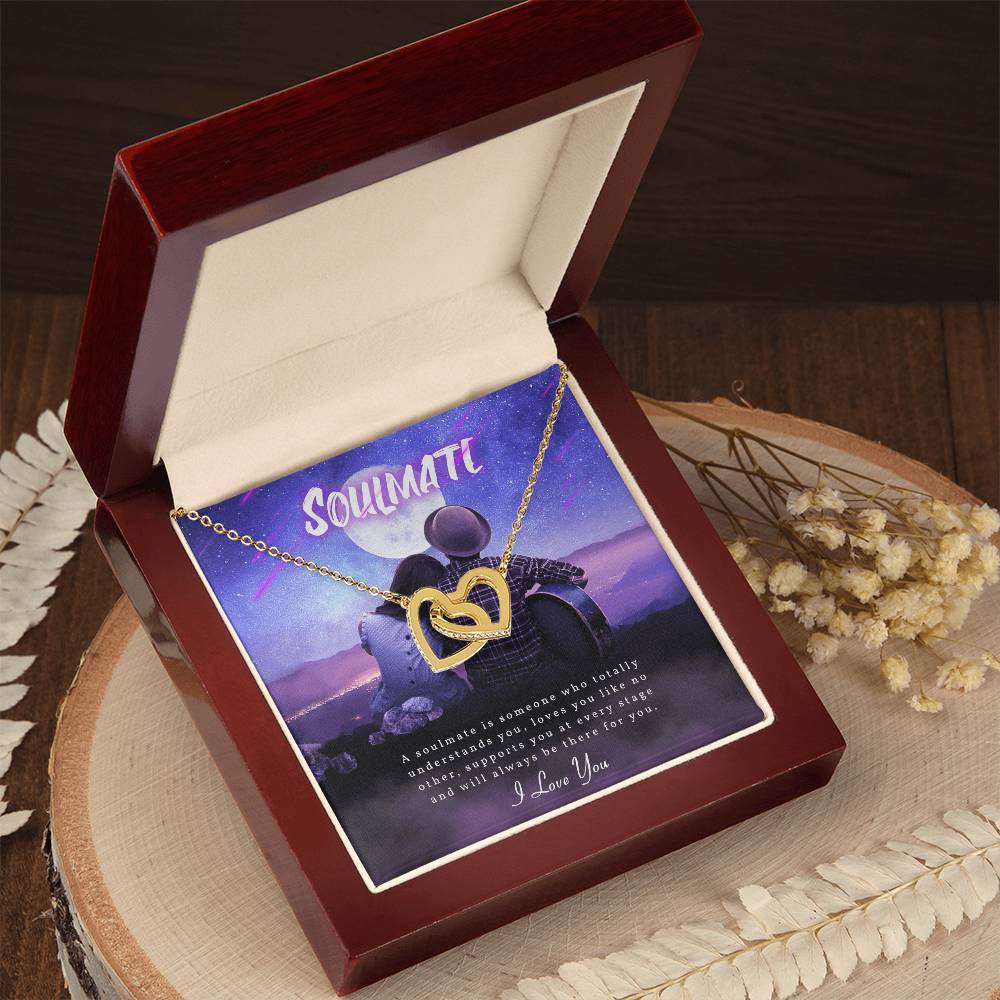 To My Soulmate - Silver Love Knot Necklace Interlocking Hearts Necklace