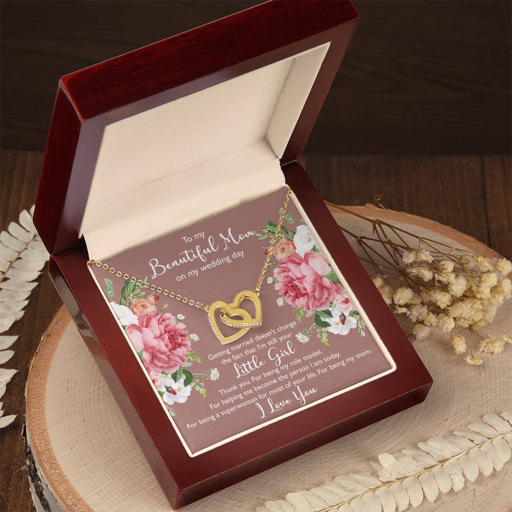 To My Beautiful Mom On My Wedding Day Interlocking Hearts Necklace