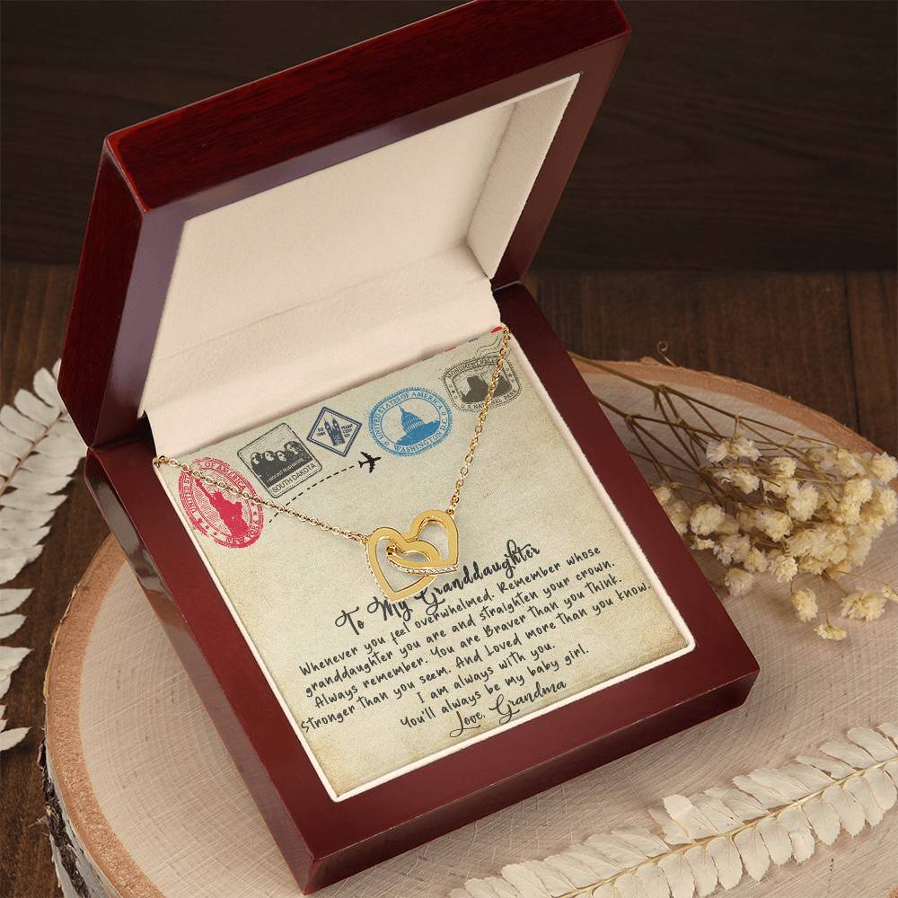To My Granddaughter Interlocking Hearts Necklace Message Card