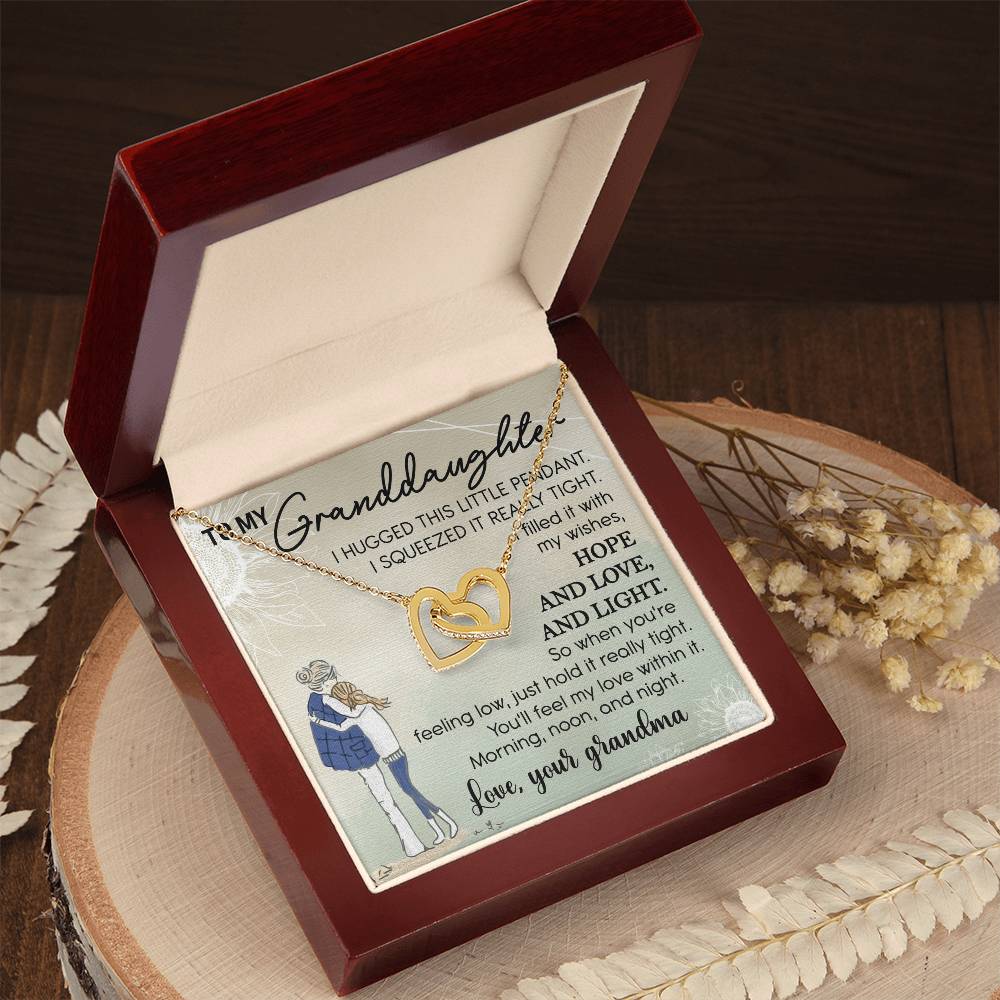 To My Granddaughter Interlocking Hearts Necklace Message Card