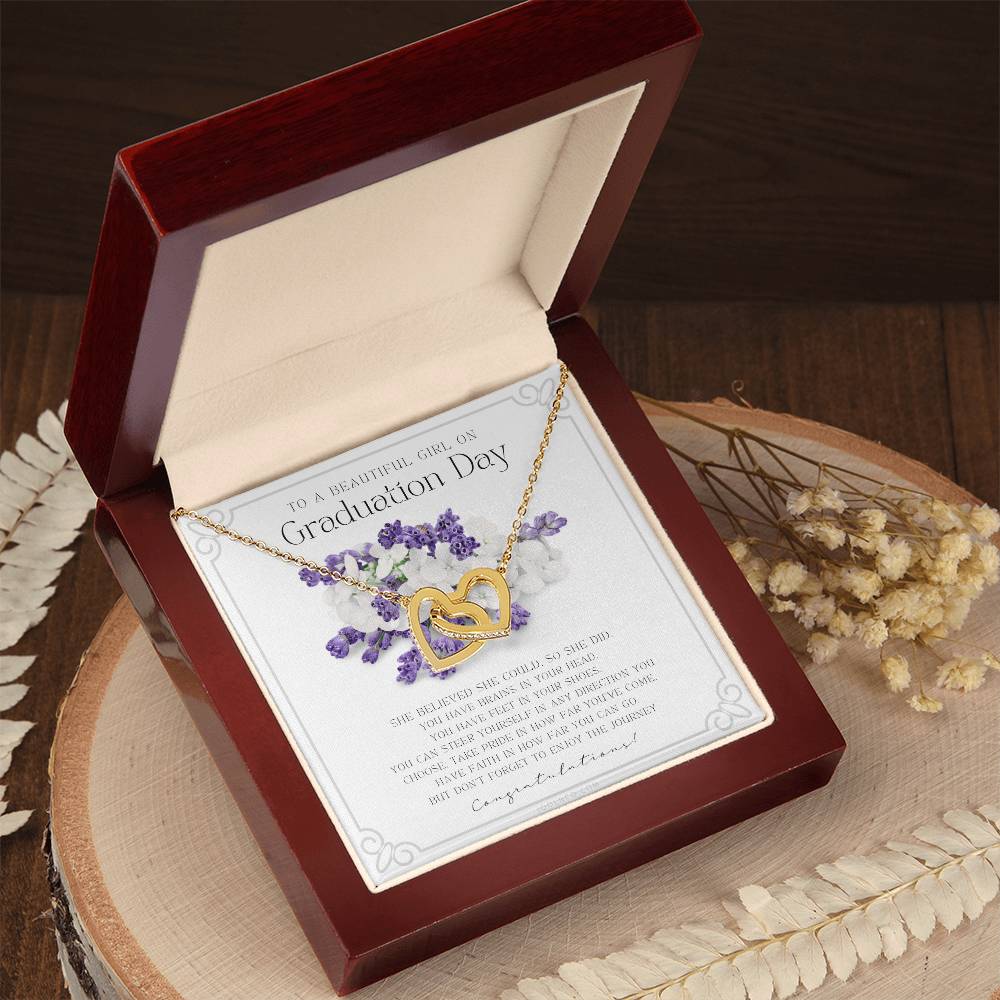Graduation Gift Necklace For Daughter College Graduation Gift For Her High School Senior Graduation Mba Phd Master Class Of Interlocking Hearts Necklace