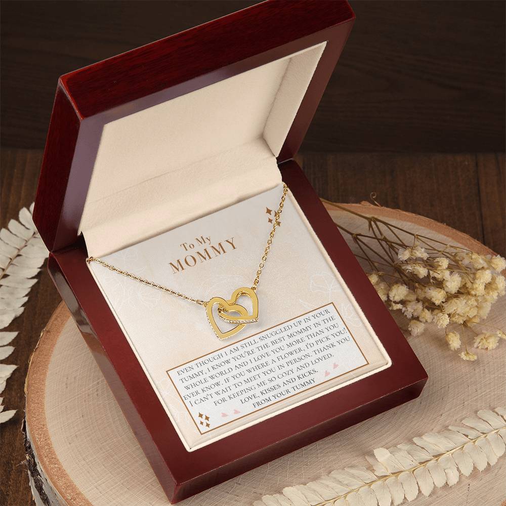 Christmas Gift From Bump Expecting Mom Gift From Tummy Mom To Be Necklace From Baby Bump Personalized Gifts For Pregnant Women Interlocking Hearts Necklace