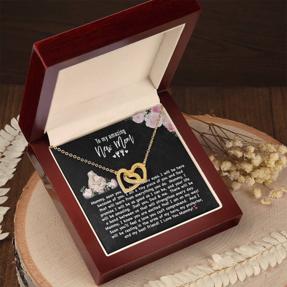 New Mom Double Heart Forever Love Necklace Interlocking Hearts Necklace