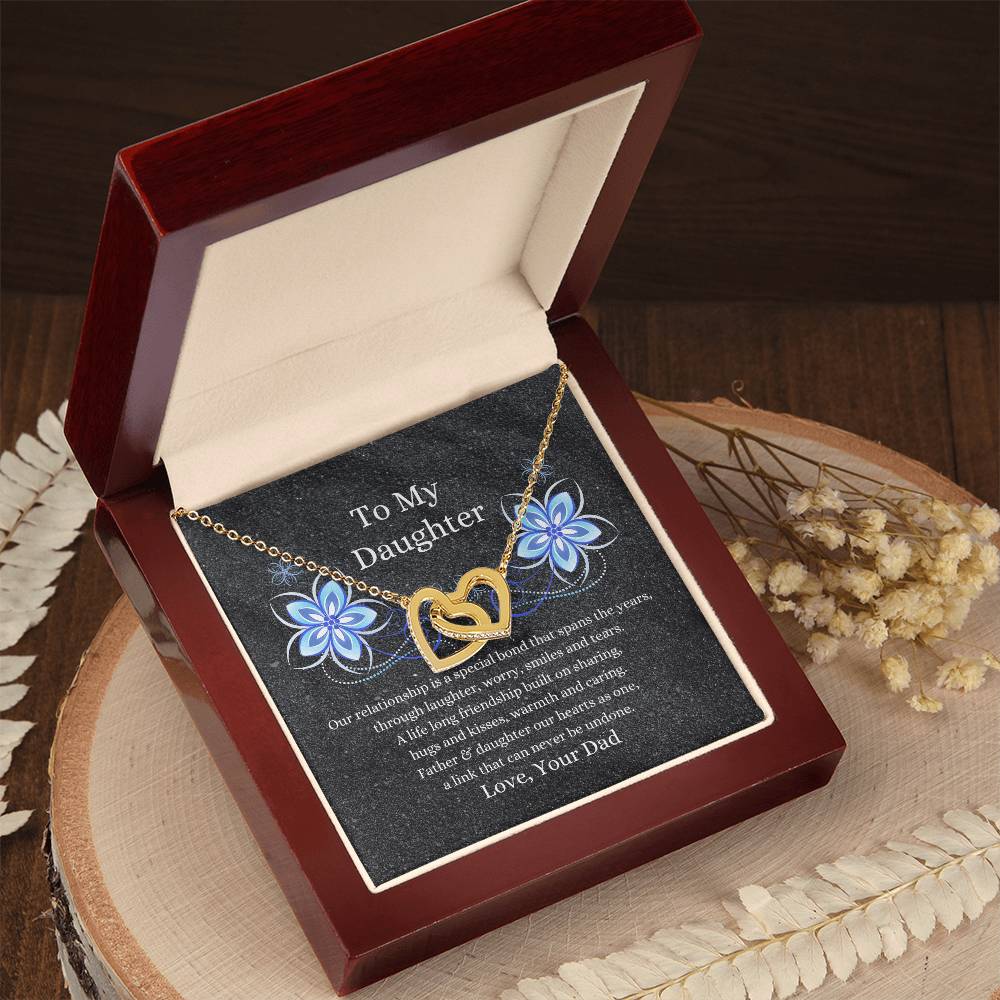 Father To Daughter Hearts As One Necklace Interlocking Hearts Necklace