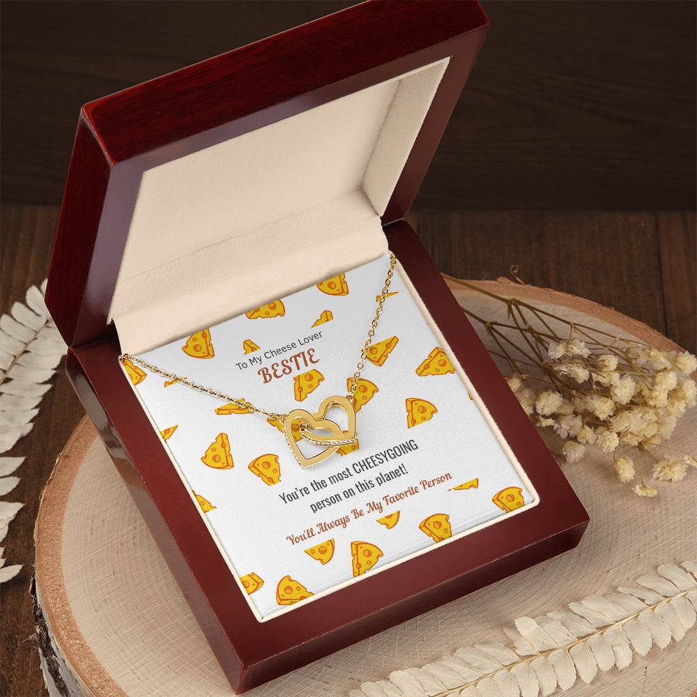 Necklace Gift For Cheese Lover Bestie Cheesy Gift Cheesy Card Cheese Hamper Cheese Lover Gift Birthday Gift For Bestie Interlocking Hearts Necklace
