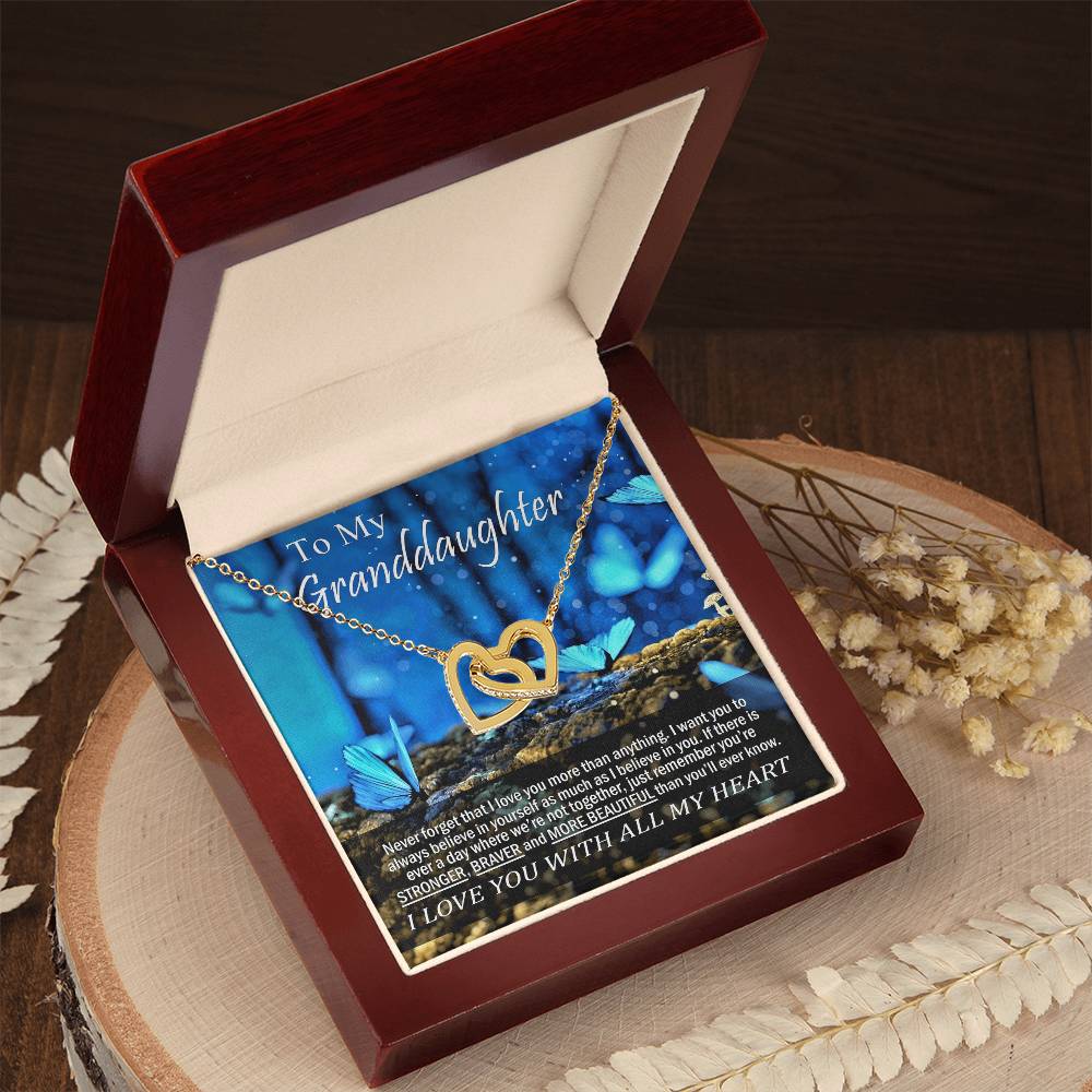 To My Granddaughter - Love You With All My Heart - Necklace Interlocking Hearts Necklace