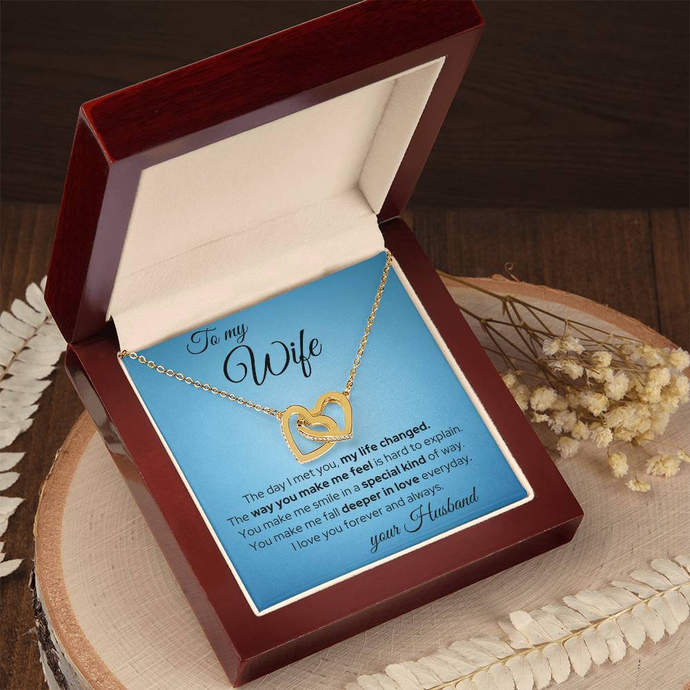 My Life Changed - Wife Necklace Interlocking Hearts Necklace