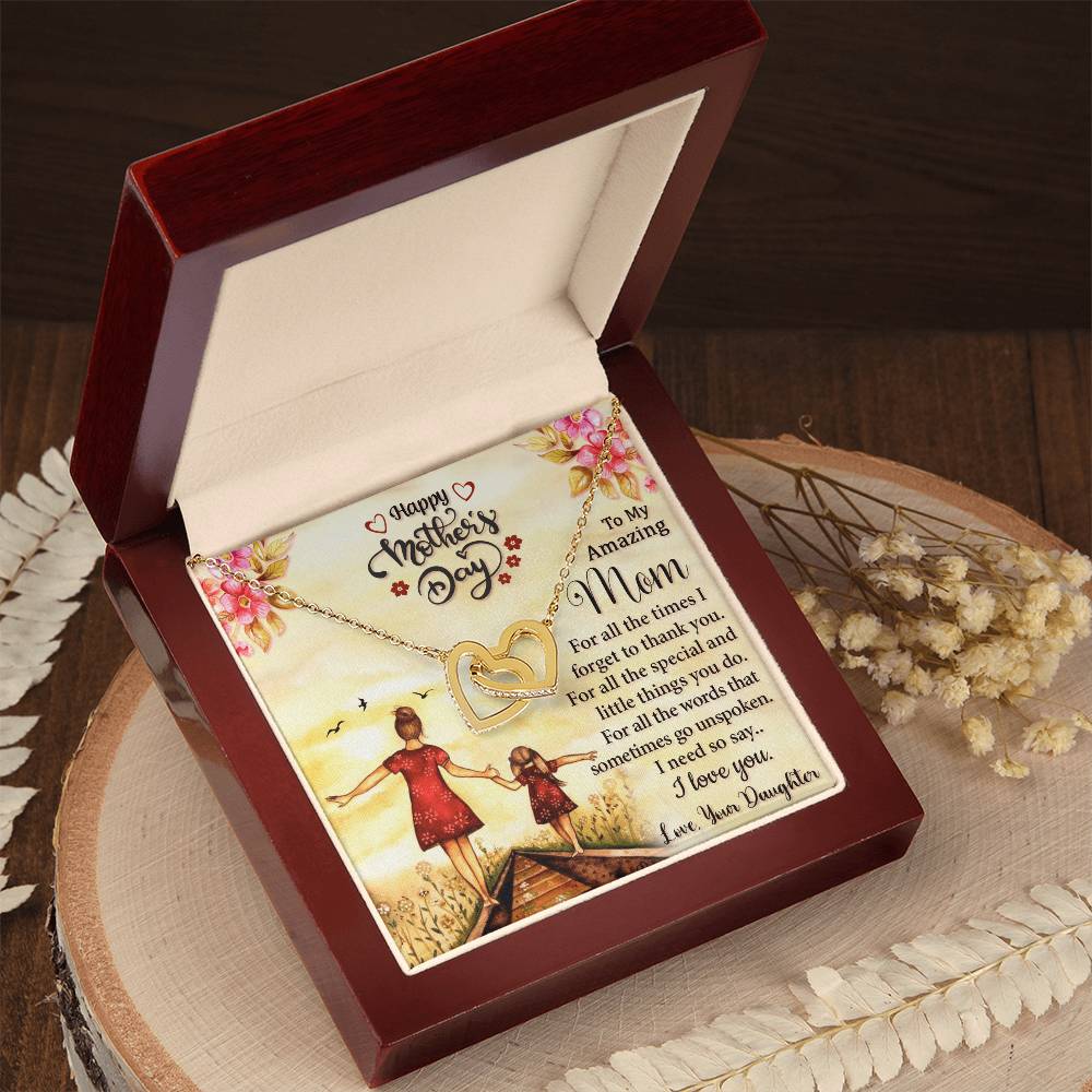 Happy Mother'S Day 2021 - Mother'S Day Gift 2021 - Necklace Gift From Mom Interlocking Hearts Necklace