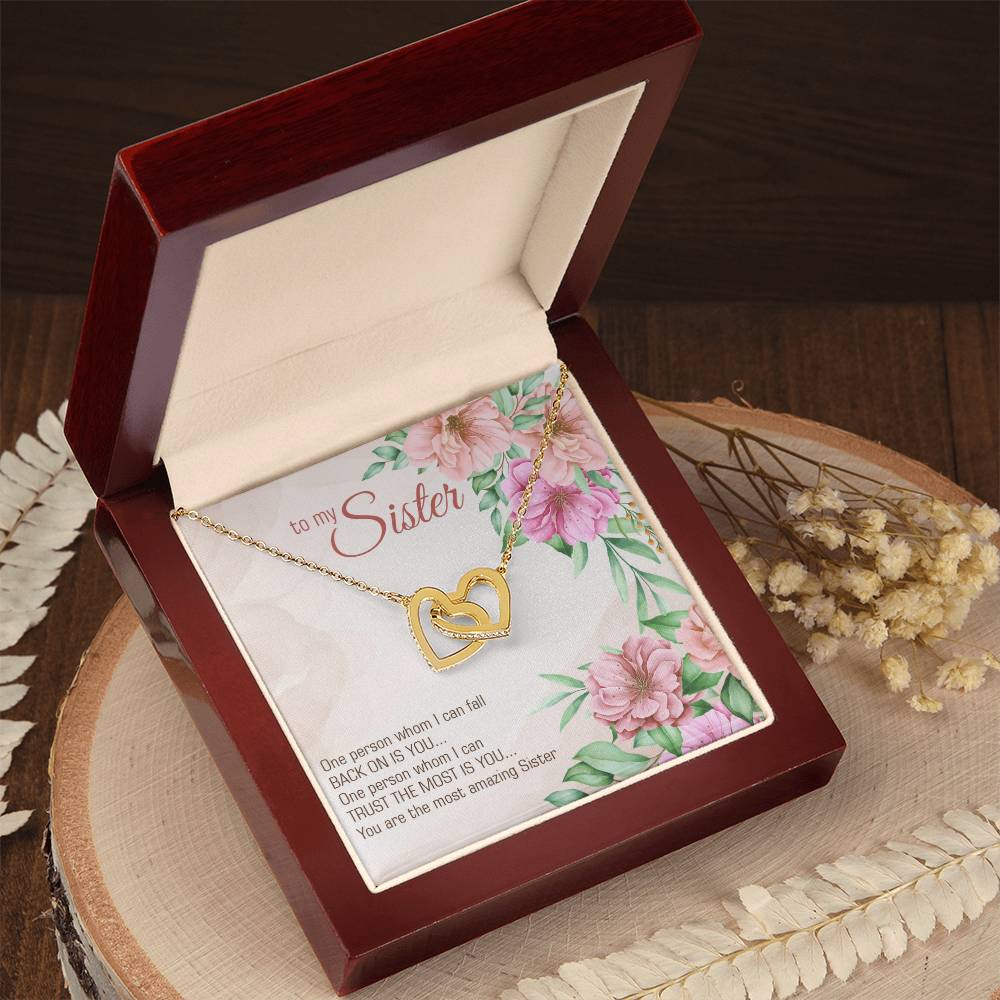 To My Sister Interlocking Hearts Necklace