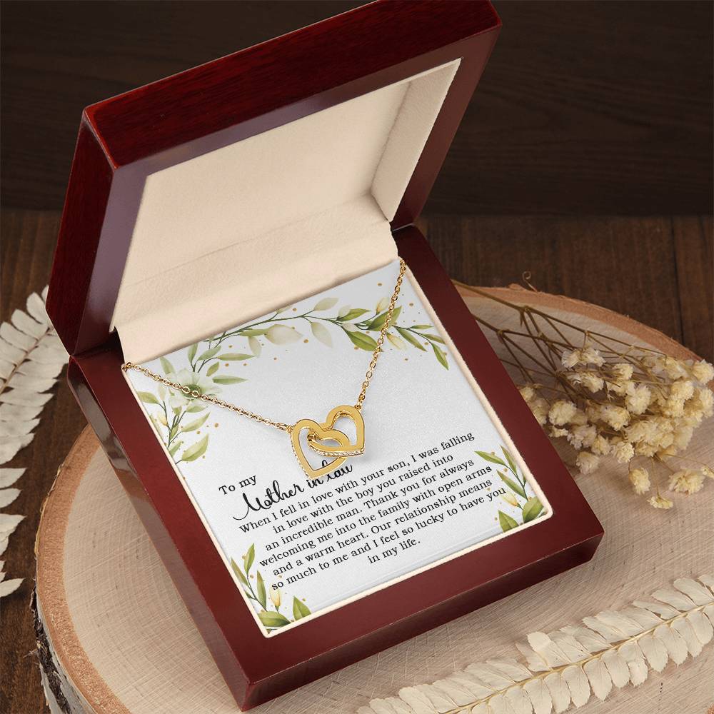 To My Mother In Law - When I Fell In Love With Your Son Interlocking Hearts Necklace