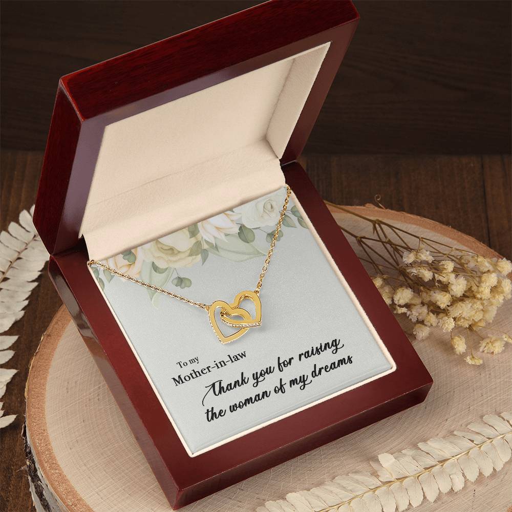 To My Mother In Law Thank You For Raising The Woman Of My Dreams Interlocking Hearts Necklace