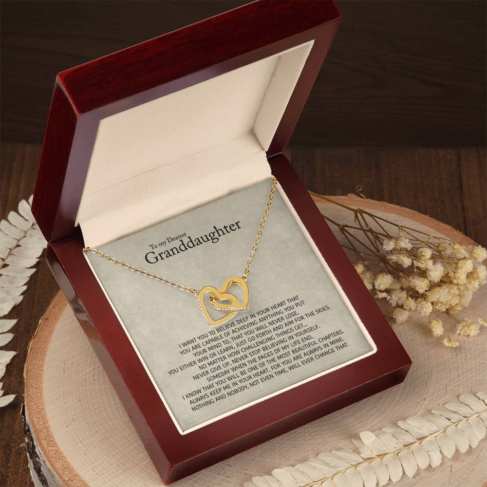 To My Dearest Granddaughter - Love Gift For Granddaughters All Ages - Interlocking Hearts Necklace