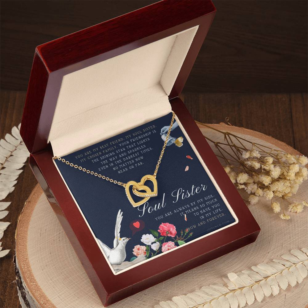 Soul Sister Necklace Unbiological Sister Jewelry Badass Sister Necklace Friendship Heart Necklace Birthday Graduation Anniversary Interlocking Hearts Necklace