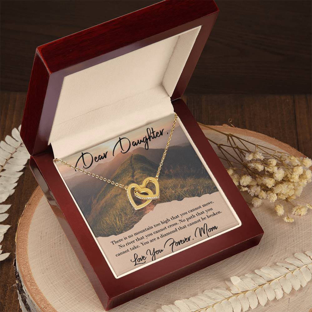 Love You Forever To Daughter From Mom Interlocking Hearts Necklace