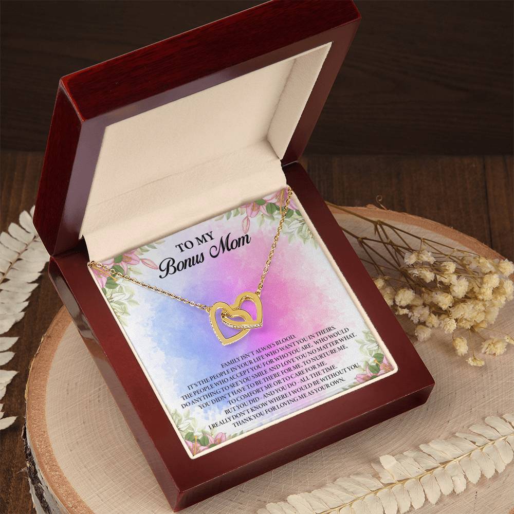 To My Bonus Mom Interlocking Hearts Necklace