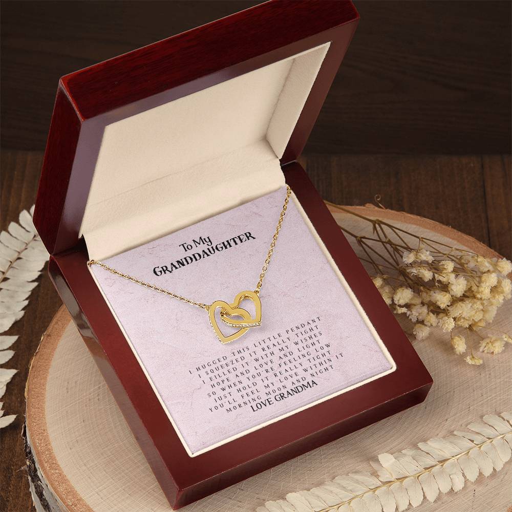 To My Granddaughter - Love Grandma - Interlocking Heart Necklace Interlocking Hearts Necklace