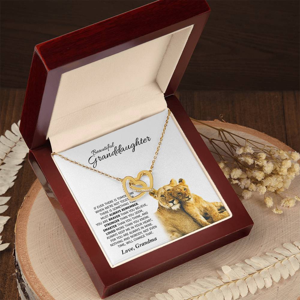 Love Gift For Granddaughters From Grandma - Interlocking Hearts Necklace