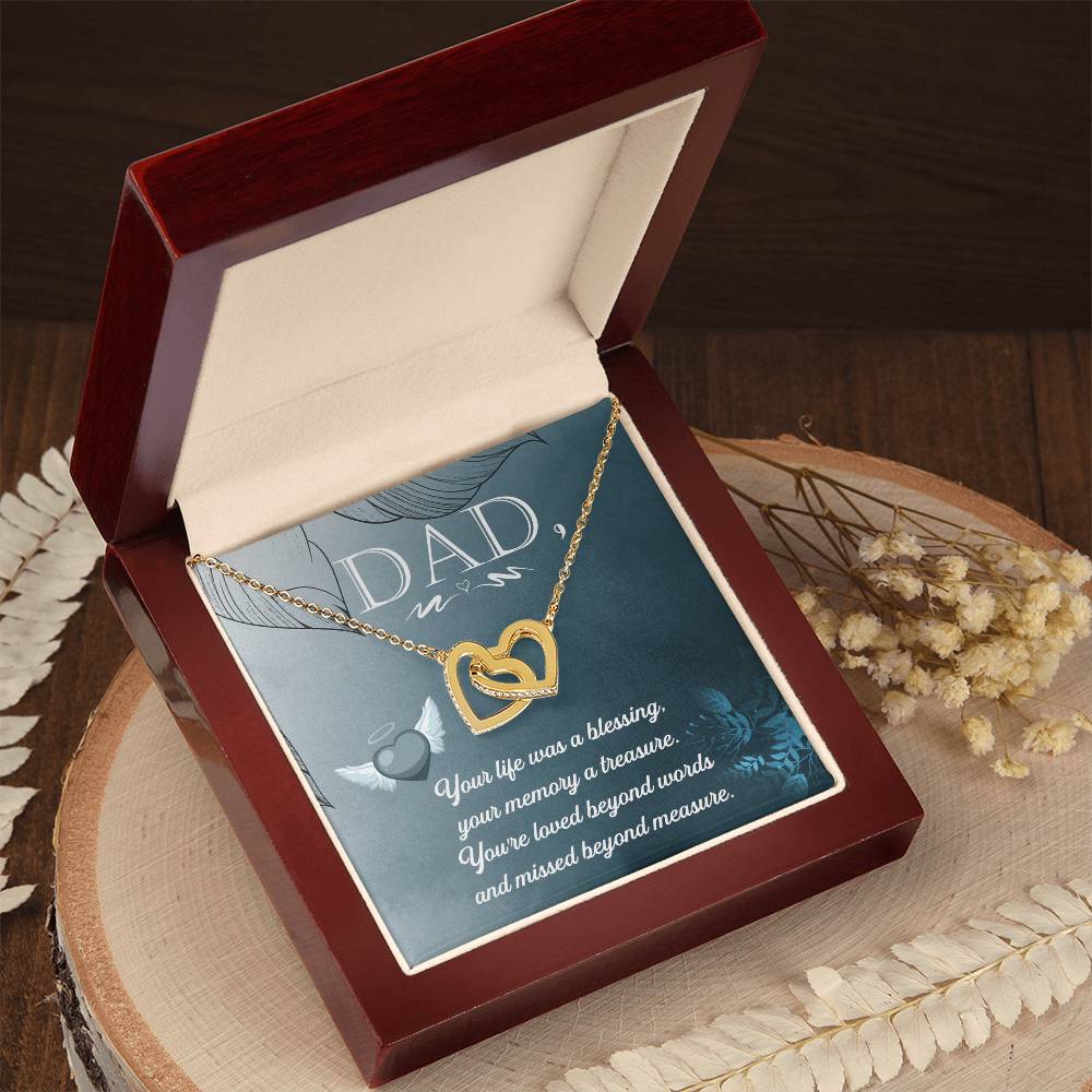 Dad - Your Life Was A Blessing - Necklace Interlocking Hearts Necklace