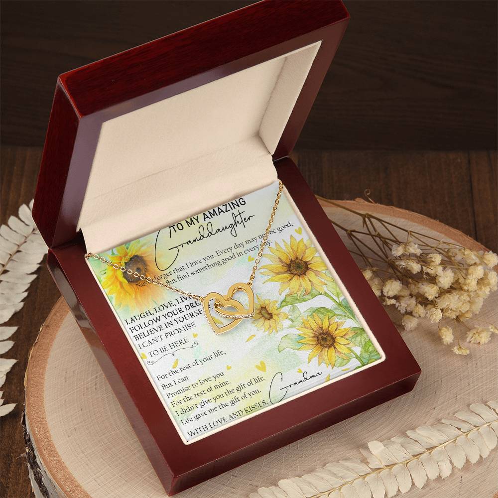 To My Amazing Granddaughter Interlocking Hearts Necklace Message Card