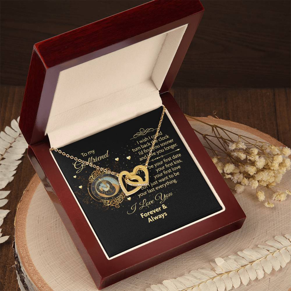 To My Girlfriend - Forever & Always Necklace Interlocking Hearts Necklace