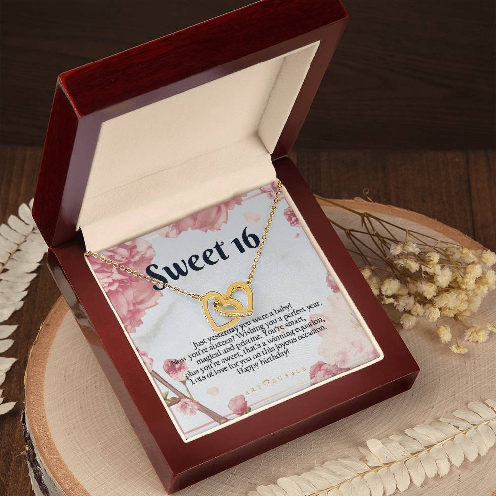 Sweet 16 Gift Hearts Necklace Interlocking Hearts Necklace