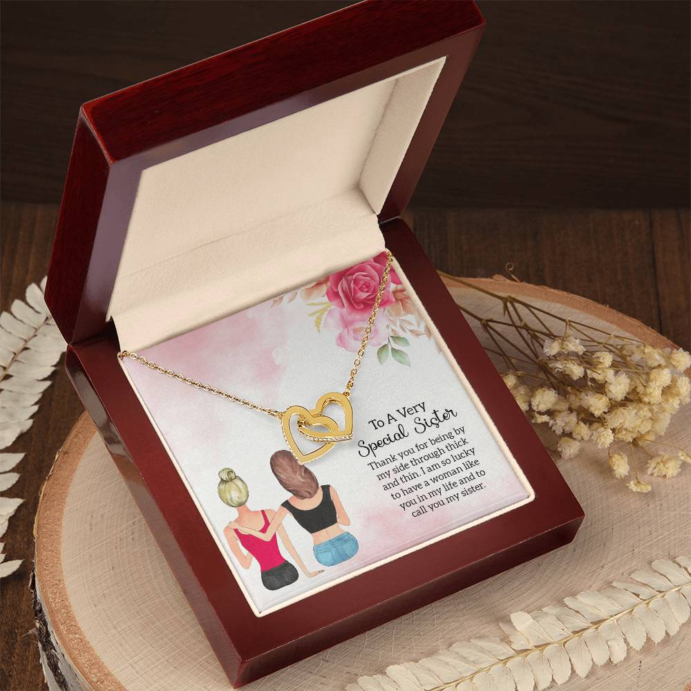 Gift For Sister - Being By My Side Necklace Interlocking Hearts Necklace