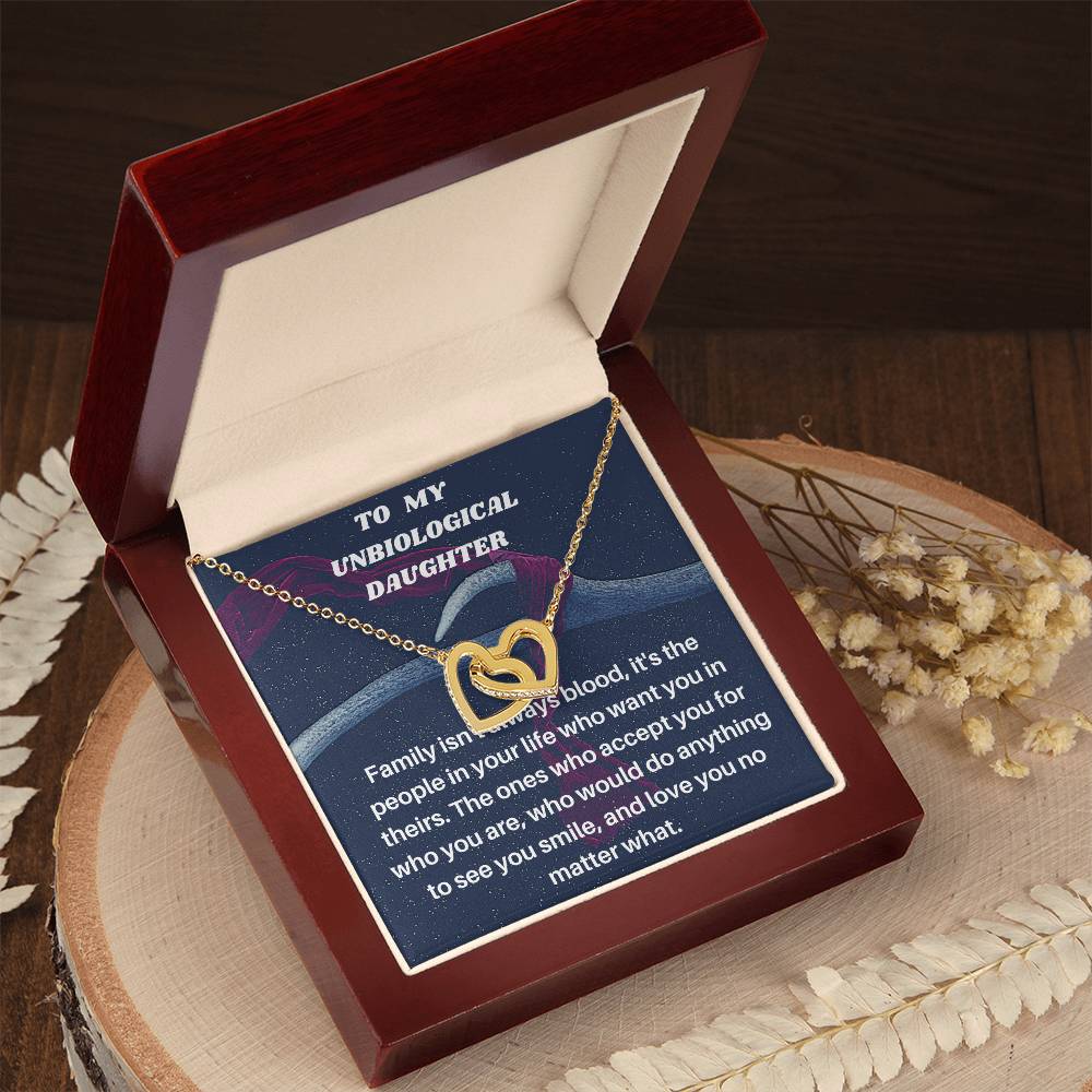 Unbiological Daughter Gift Step Daughter Gift Stepdaughter Necklace Daughter Jewelry Birthday Gift Interlocking Hearts Necklace