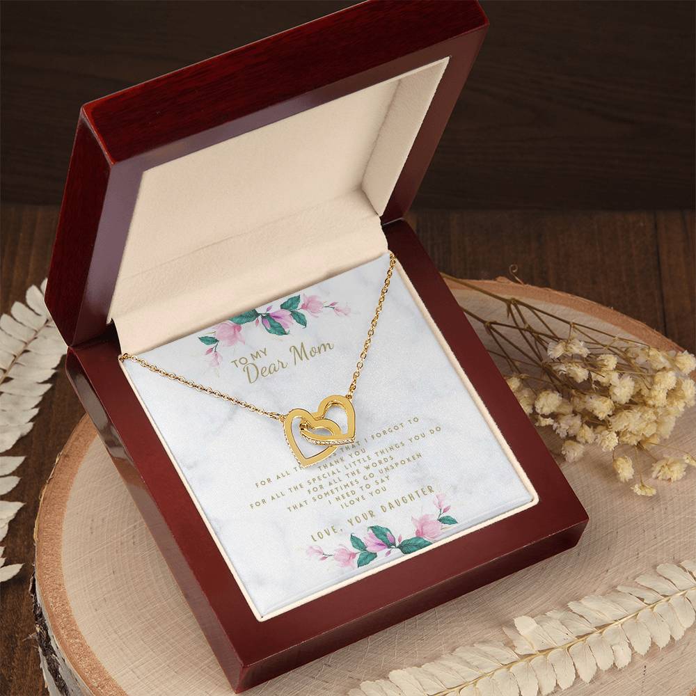 Daughter To Mom For Mom 2022 Mother'S Day Birthday Wedding Christmas Gifts Interlocking Hearts Necklace