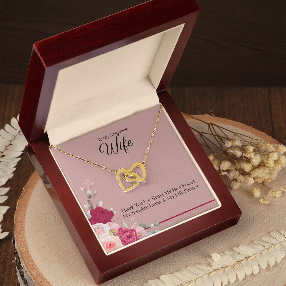 To My Wonderful Wife Love From Soulmate Love For Partner Interlocking Hearts Necklace